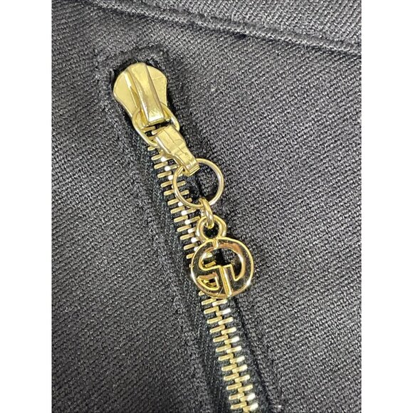 St John Sport Marie Gray Pants Womens‎ Size 16 Black Wide Leg Gold Hardware - Picture 15 of 16